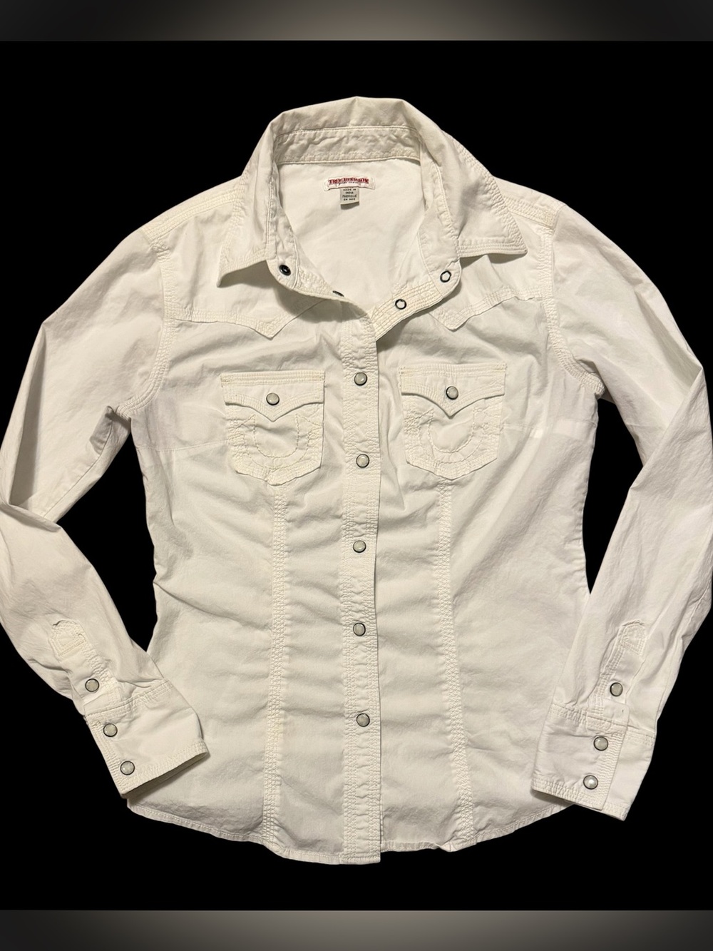 True Religion White Poplin Button-Front Shirt